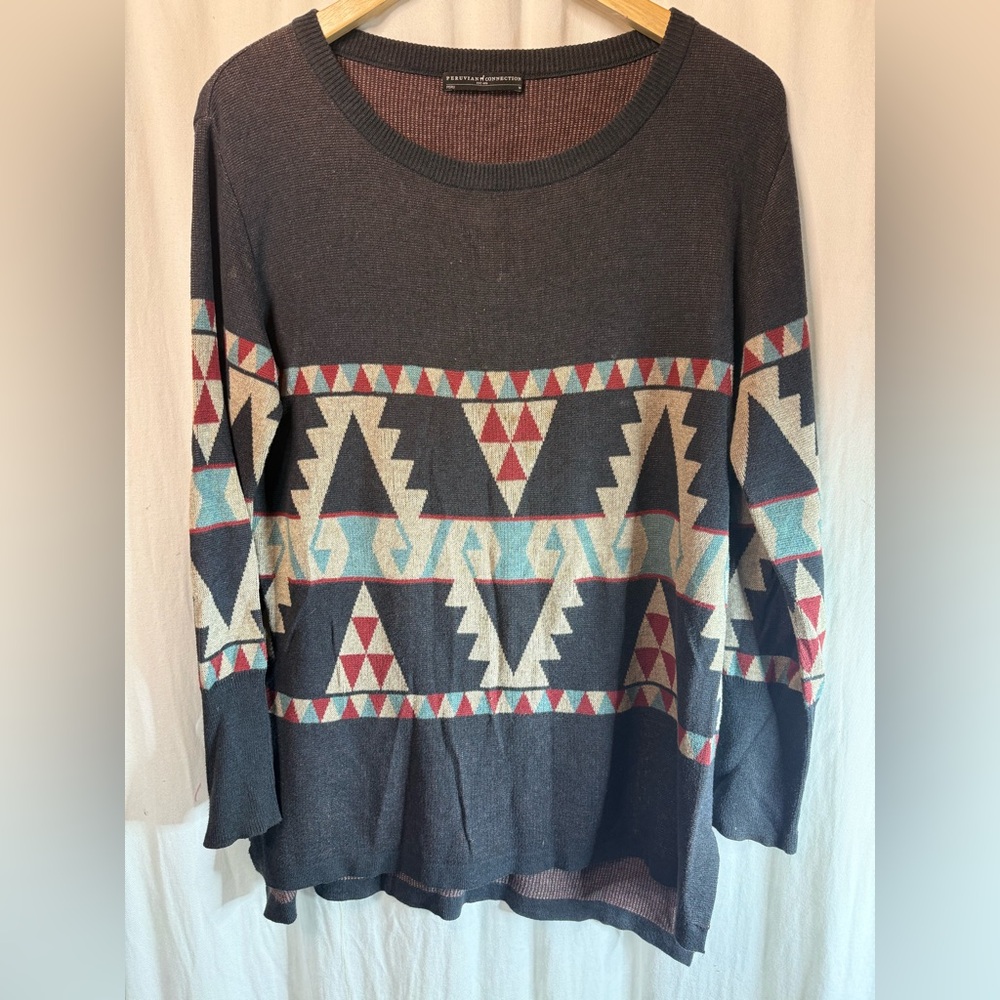 Peruvian Connection Aztec Patterned Sweater - image 1